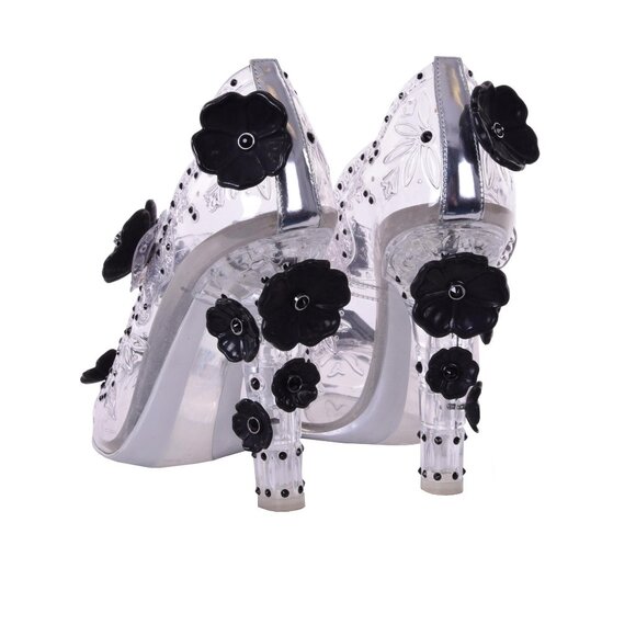 Dolce & Gabbana - Transparent Cinderella PVC Crystal Flower Pumps Black 36 6 - Picture 3 of 5